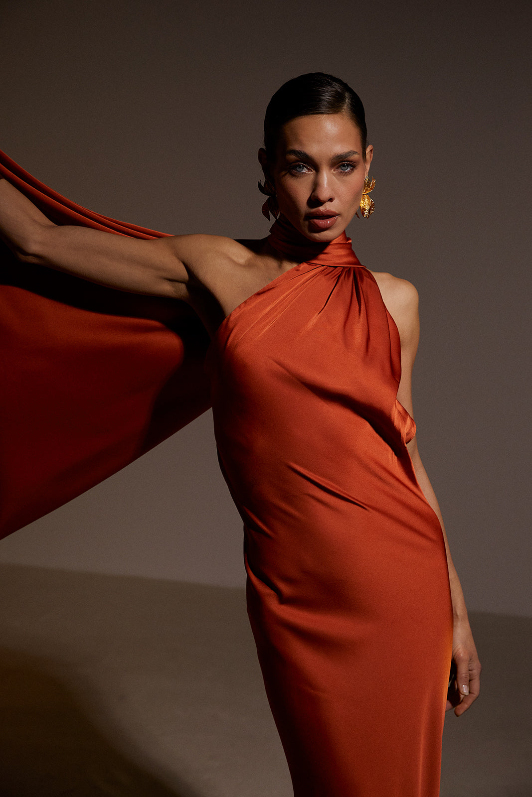Terracotta Maxi Dress with Cape 🤎✨