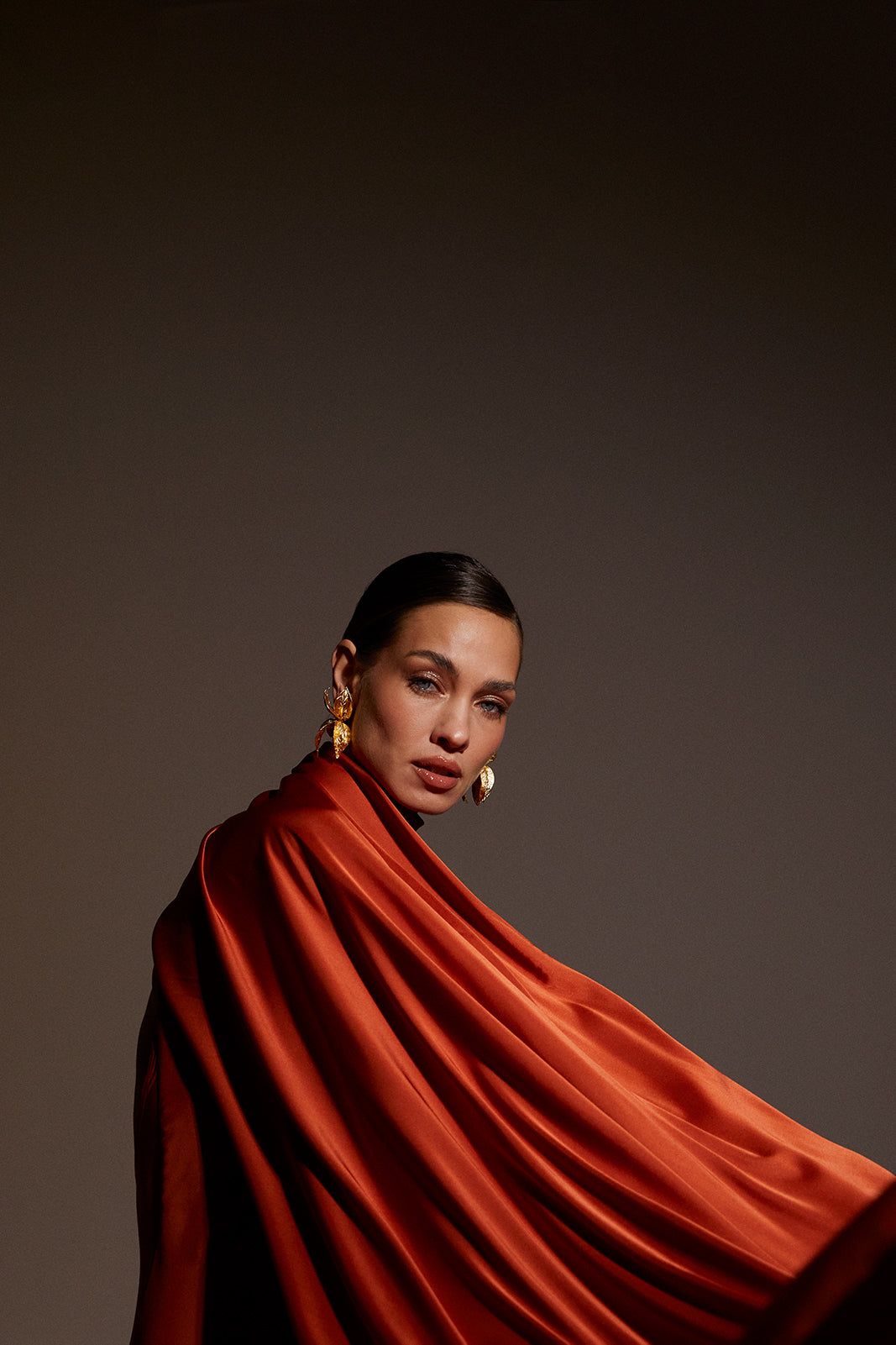 Terracotta Maxi Dress with Cape 🤎✨