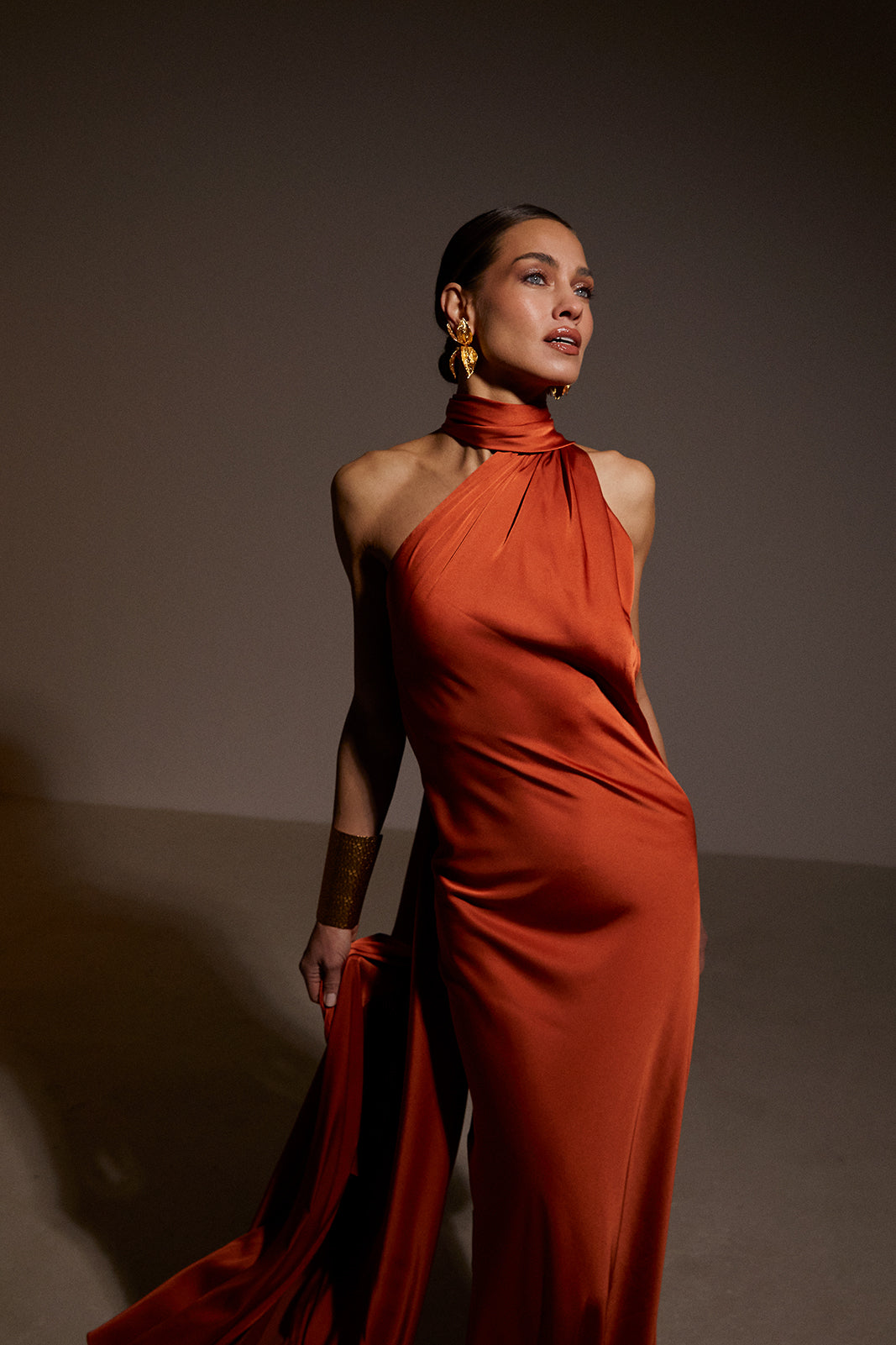 Terracotta Maxi Dress with Cape 🤎✨