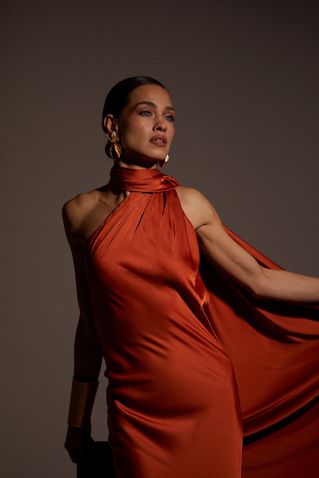 Terracotta Maxi Dress with Cape 🤎✨