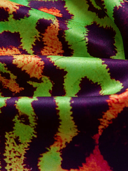 Colorful Leopard Print Button Up Shirt & Swim Shorts