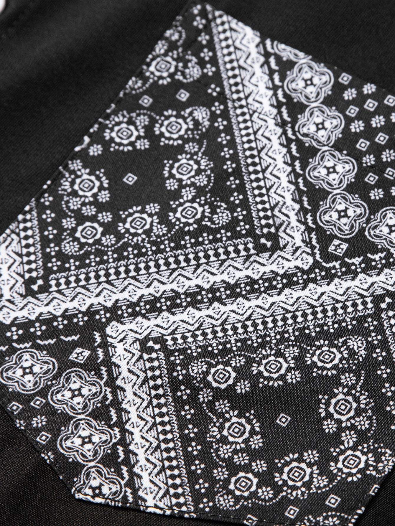 Paisley Print Patchwork Button Up Shirt