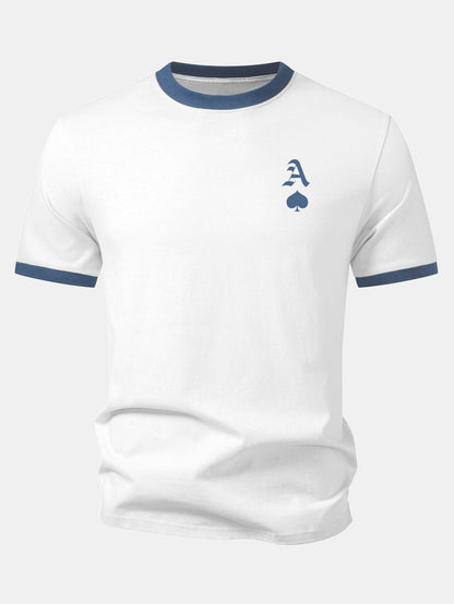 Ace Of Spades Print Contrast Ringer T-Shirt
