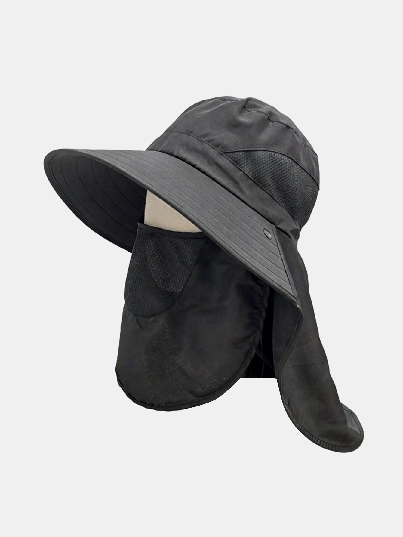 Wide Brim Bucket Hat with Detachable Face & Neck Flap