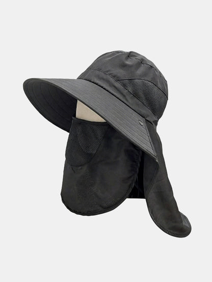 Wide Brim Bucket Hat with Detachable Face & Neck Flap
