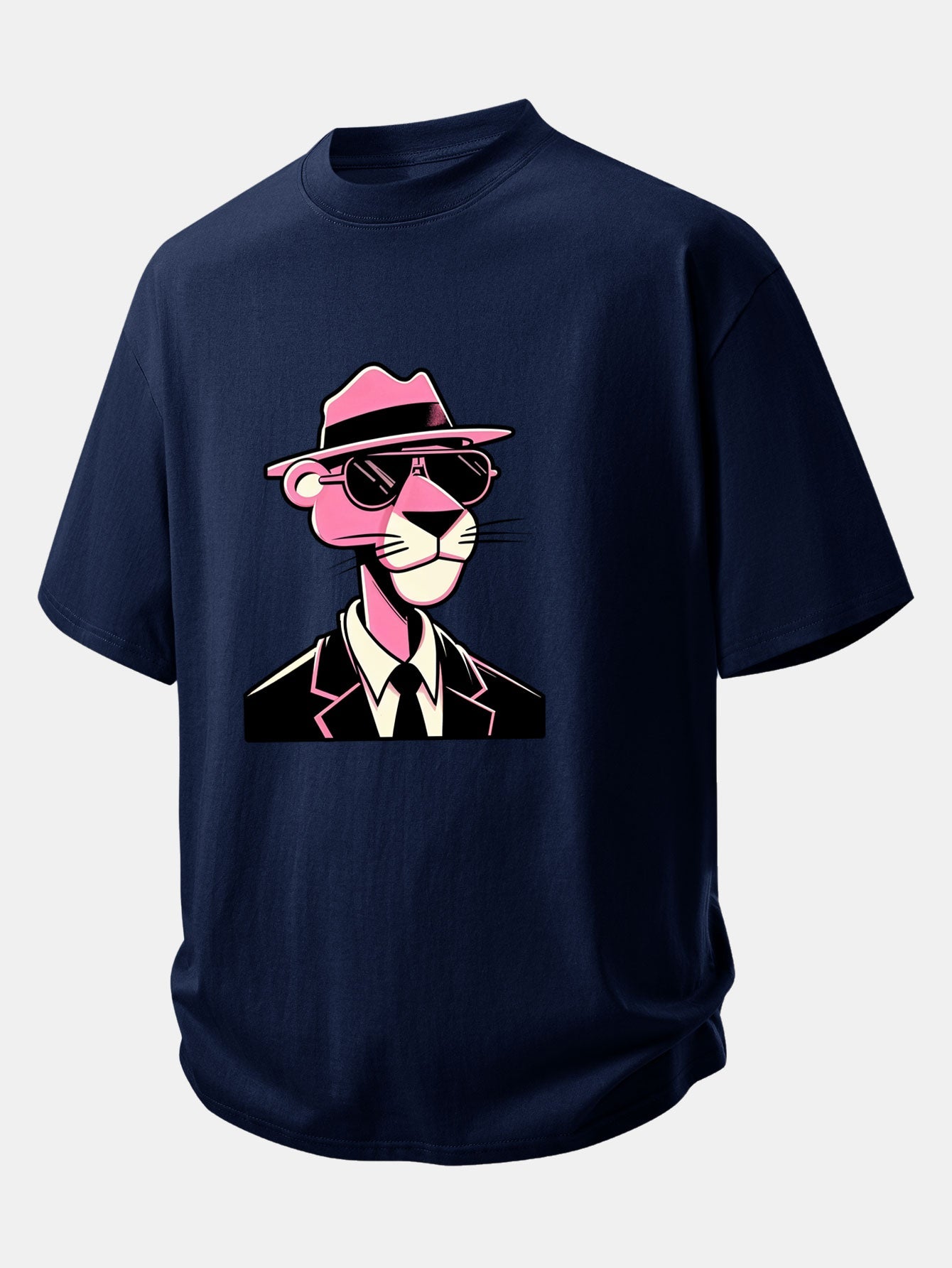 Relax Fit Pink Panther Gentleman Print Cotton T-Shirt