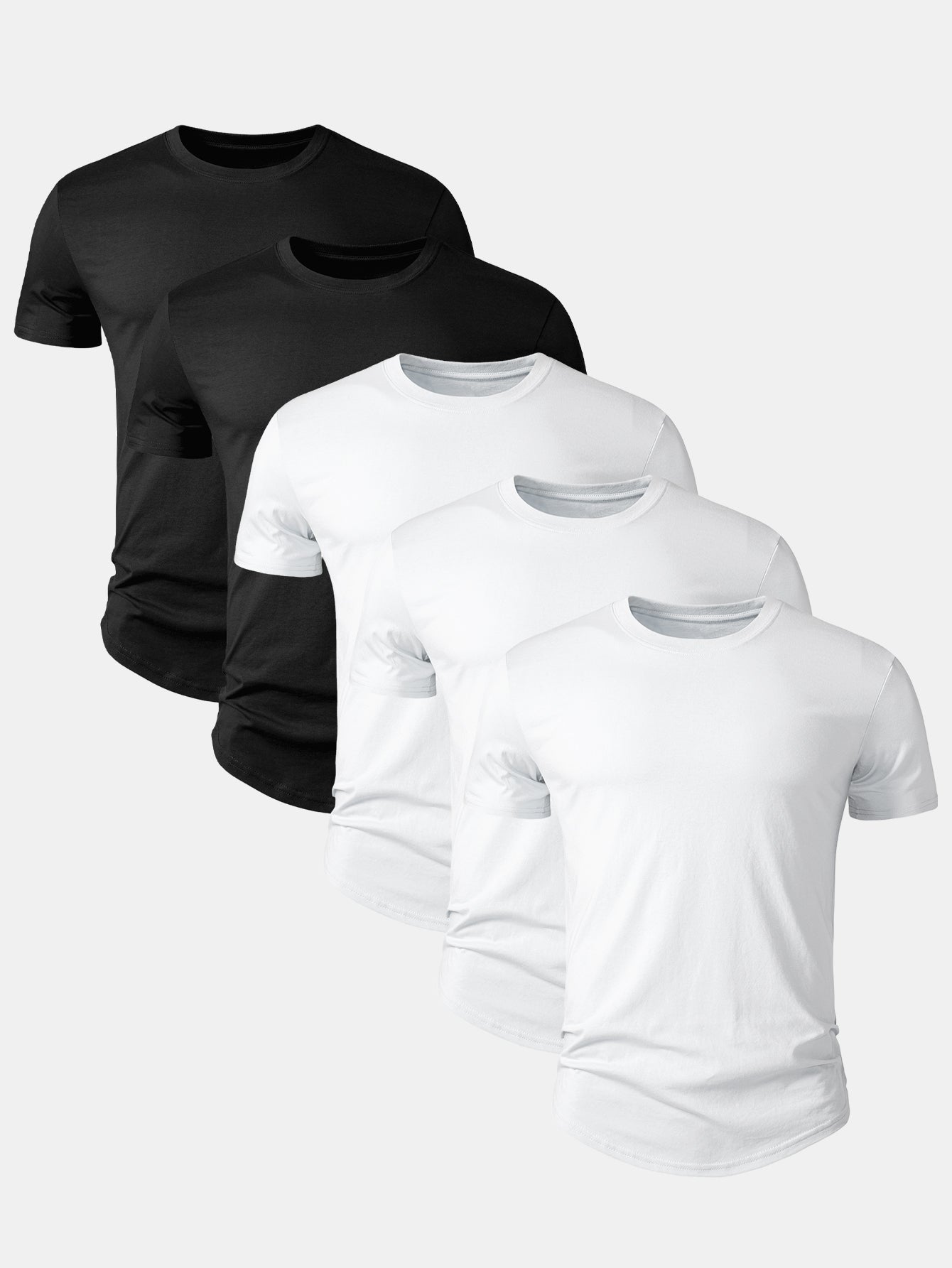 5 Pieces Basic Cotton Arc Hem T-Shirts