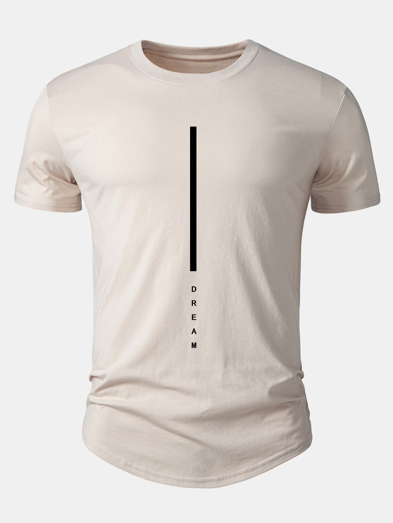 Dream Stripe Print Cotton Arc Hem T-Shirt