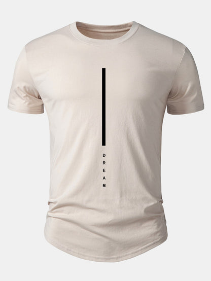 Dream Stripe Print Cotton Arc Hem T-Shirt