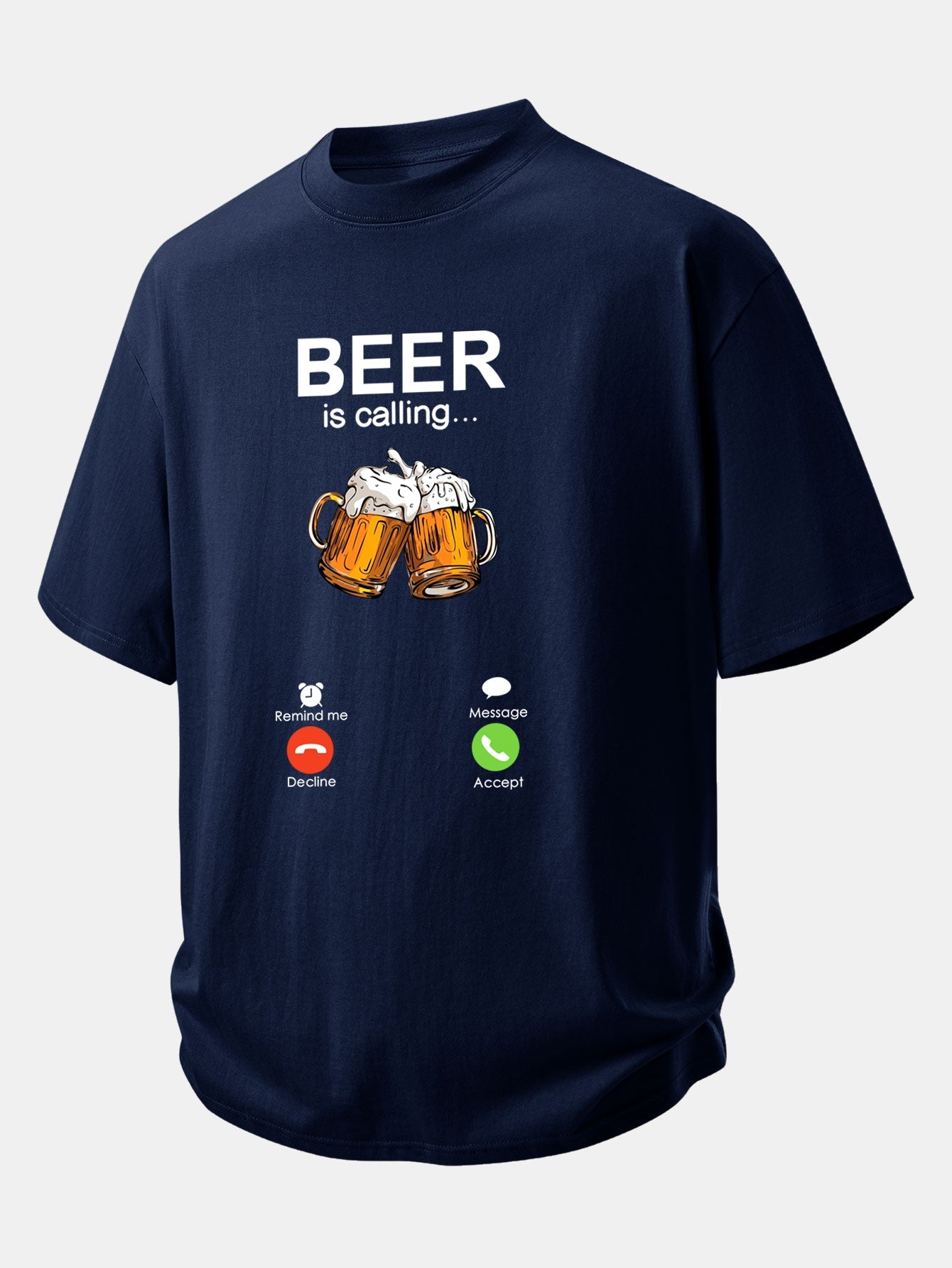 Relax Fit Beer Is Calling Print Cotton T-Shirt