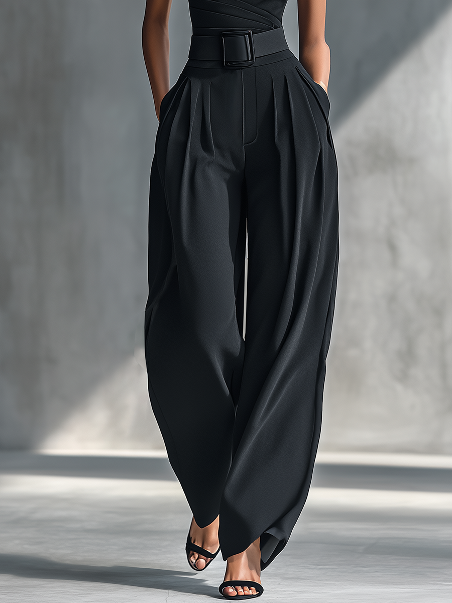 Knit Crop Top & Wide-Leg Pants Set