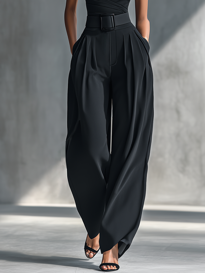 Knit Crop Top & Wide-Leg Pants Set