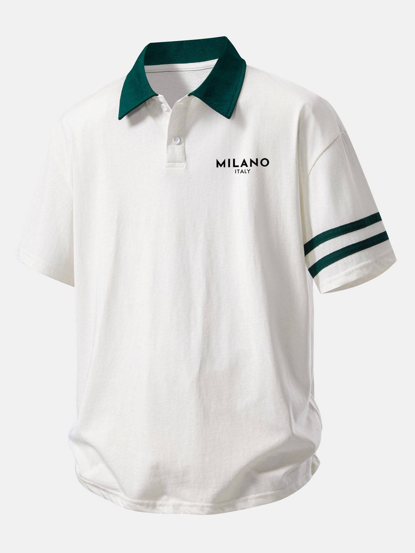 Relax Fit Milano Print Contrast Collar Polo Shirt