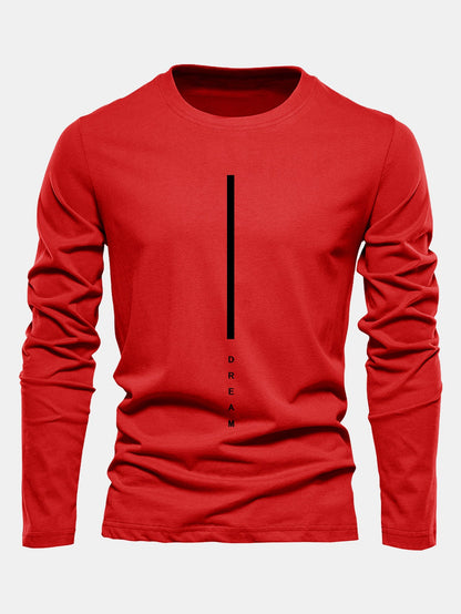 Long Sleeve Dream Stripe Print Cotton T-Shirt