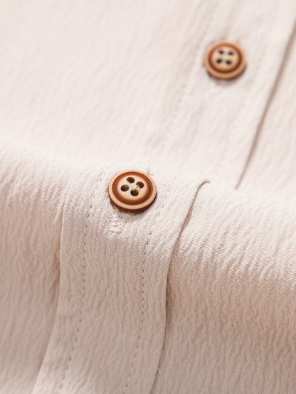 Crinkled Textured Button Up Shirt & Straight Leg Pants