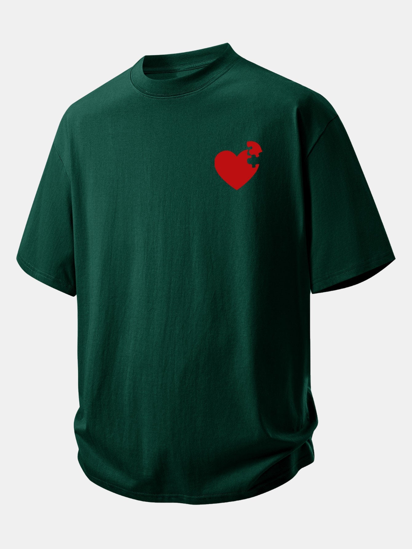 Relax Fit Heart Puzzle Print Cotton T-Shirt
