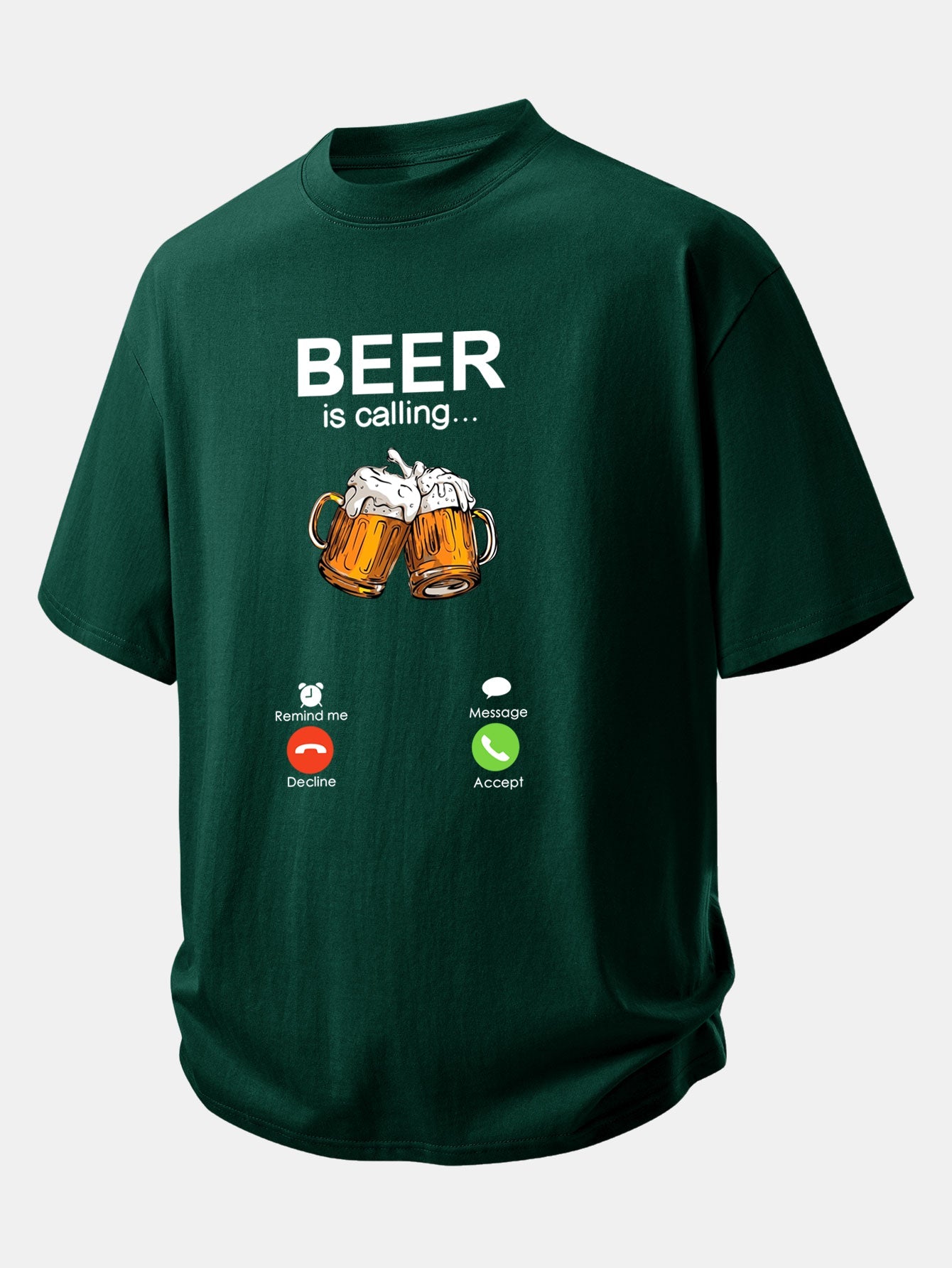 Relax Fit Beer Is Calling Print Cotton T-Shirt