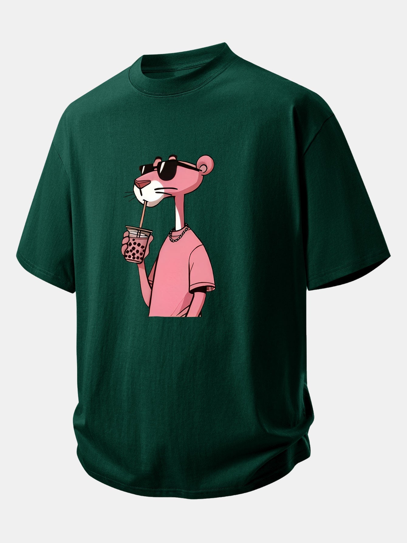 Relax Fit Pink Panther Print Cotton T-Shirt