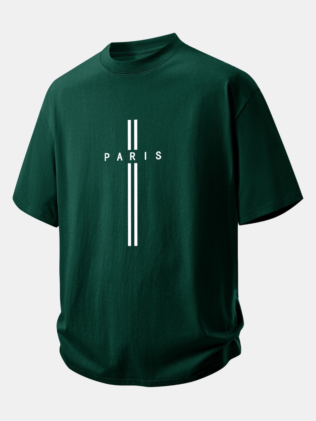 Relax Fit Paris Stripe Print Cotton T-Shirt