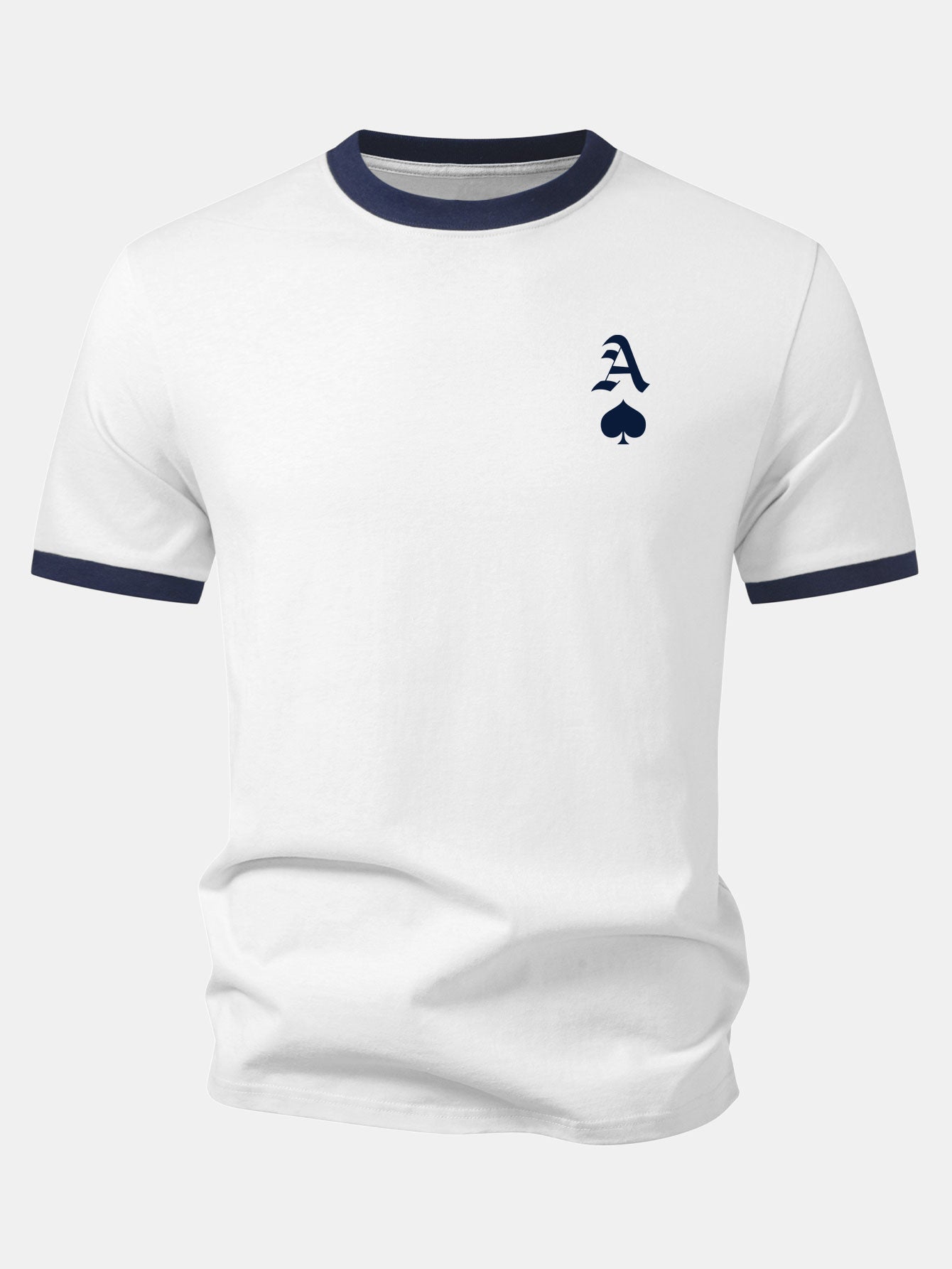 Ace Of Spades Print Contrast Ringer T-Shirt