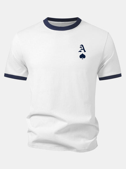 Ace Of Spades Print Contrast Ringer T-Shirt