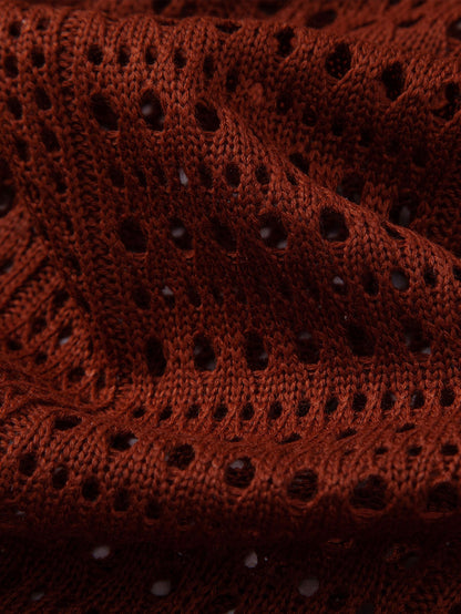 Crochet  V Neck Polo Shirt & Crinkle Textured Straight Leg Pants