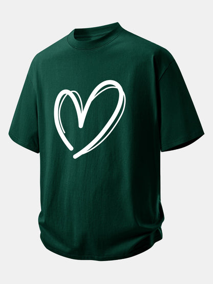 Relax Fit Heart Print Cotton T-Shirt