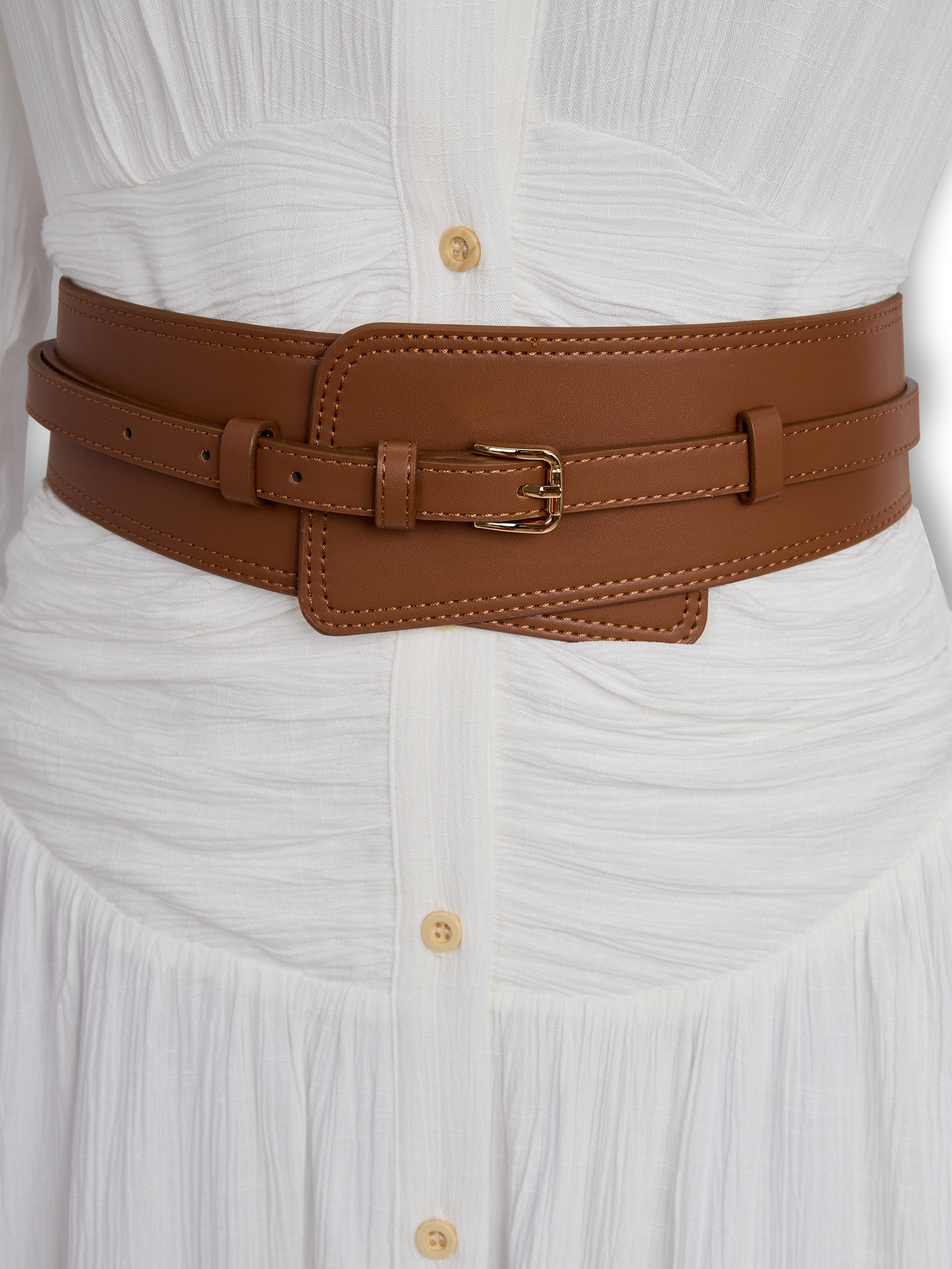 Cotton Linen Pleated Lapel Maxi Dress