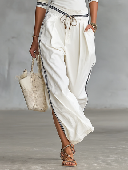 Sports Half-High Neck Long Sleeve Top & Wide-Leg Pants Set