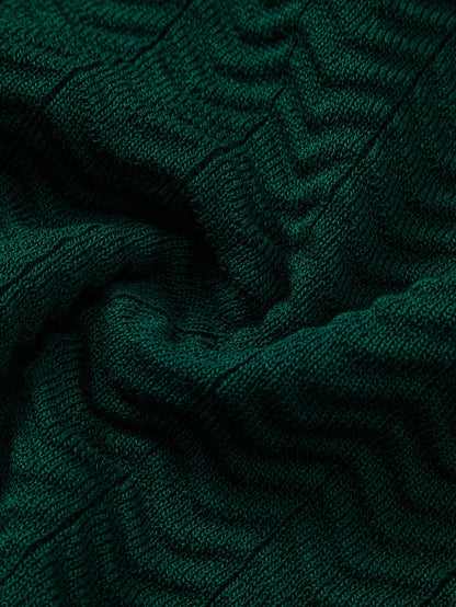 Texture Contrast Knitted V Neck Polo Shirt & Elastic Waist Chino Shorts