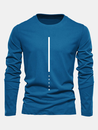 Long Sleeve Dream Stripe Print Cotton T-Shirt