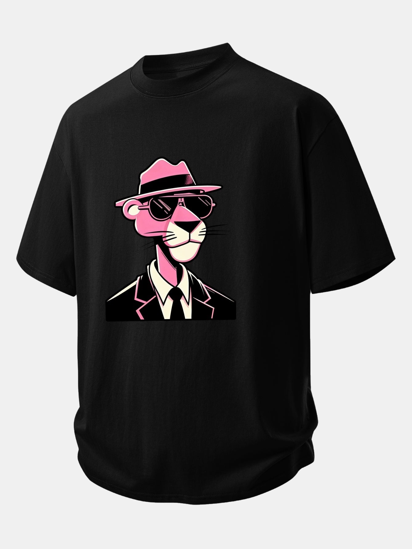 Relax Fit Pink Panther Gentleman Print Cotton T-Shirt