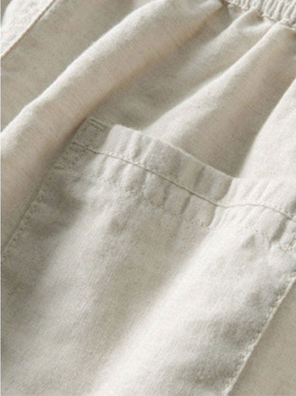 Geometric Jacquard Button Up Shirt & Straight Leg Linen Pants
