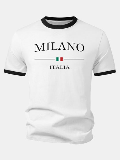Milan Print Contrast Ringer T-Shirt