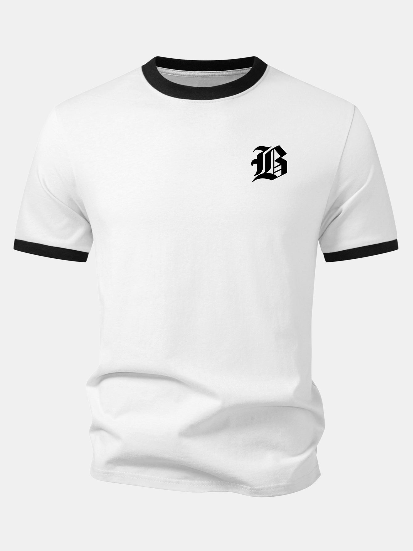 Gothic Letter Print Contrast Ringer T-Shirt