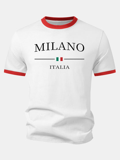 Milan Print Contrast Ringer T-Shirt