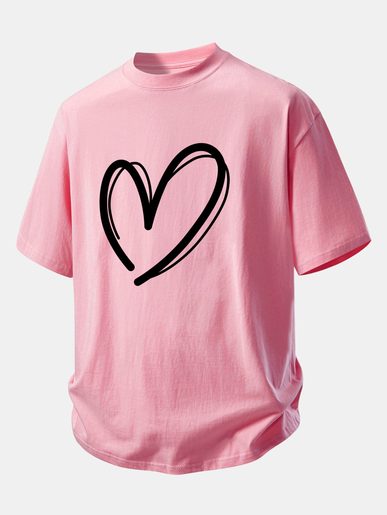 Relax Fit Heart Print Cotton T-Shirt