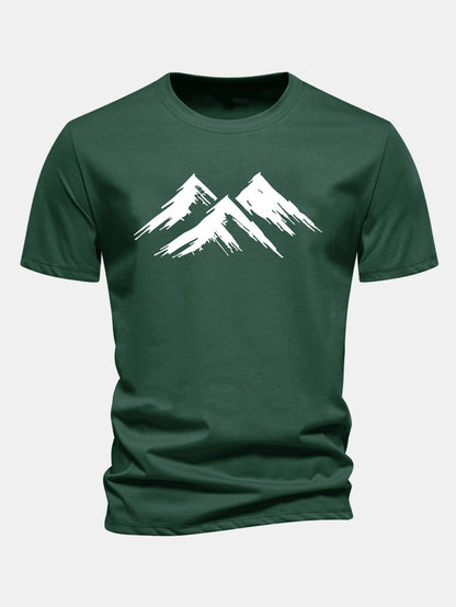 Regular Fit Mountain Print Cotton T-Shirt