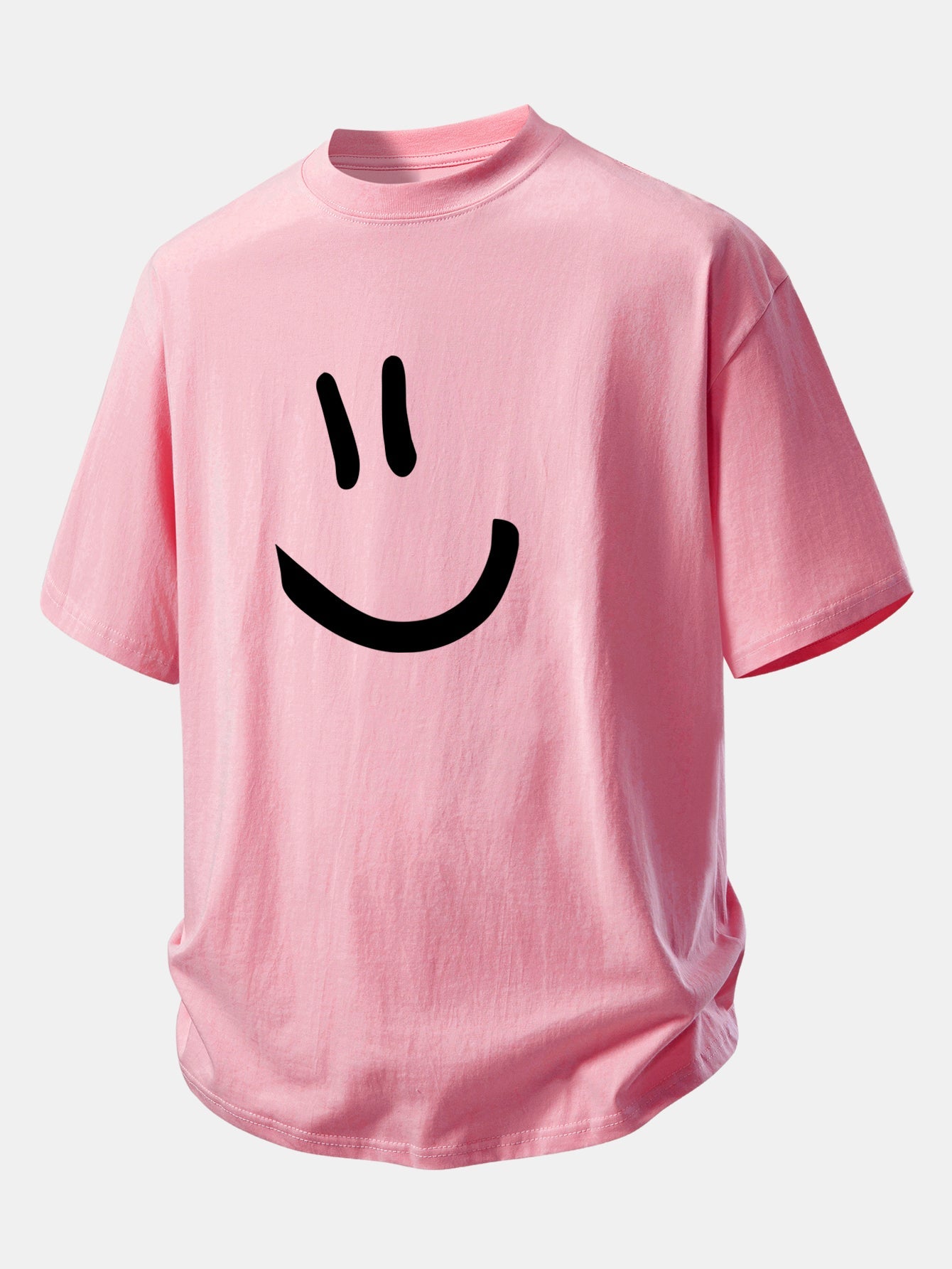 Relax Fit Smiley Face Print Cotton T-Shirt