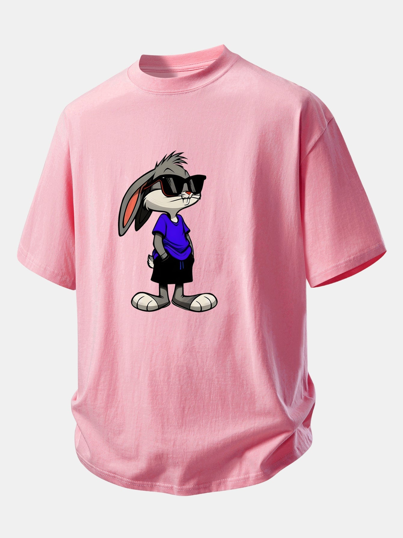 Relax Fit Sunglasses Rabbit Print Cotton T-Shirt