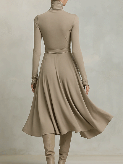 Long Sleeve Knit Blend Fitted Midi Dress