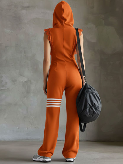 Giada Retro Hooded Striped Sleeveless Jumpsuit