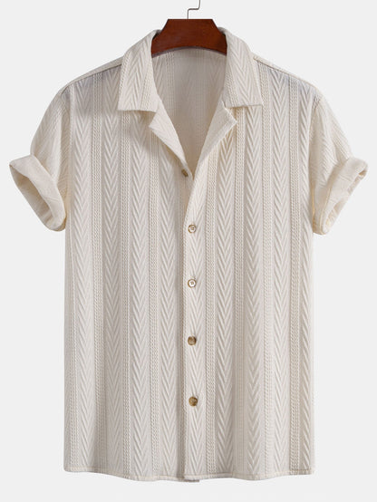 Texture Jacquard Cuban Shirt & Crinkle Textured Drawstring 5" Shorts