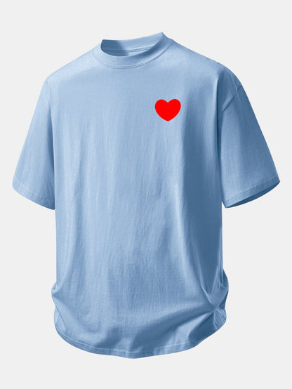 Relax Fit Heart Print Cotton T-Shirt