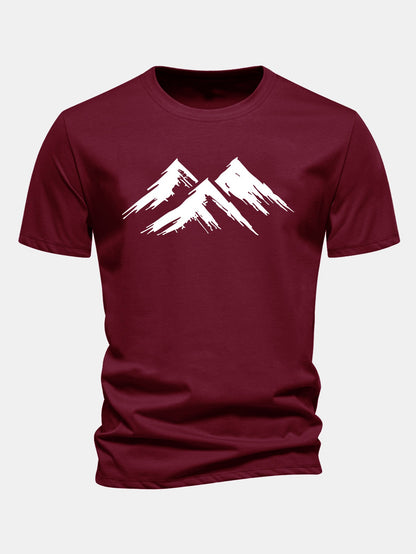 Regular Fit Mountain Print Cotton T-Shirt