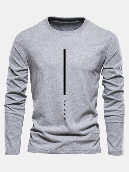 Long Sleeve Dream Stripe Print Cotton T-Shirt