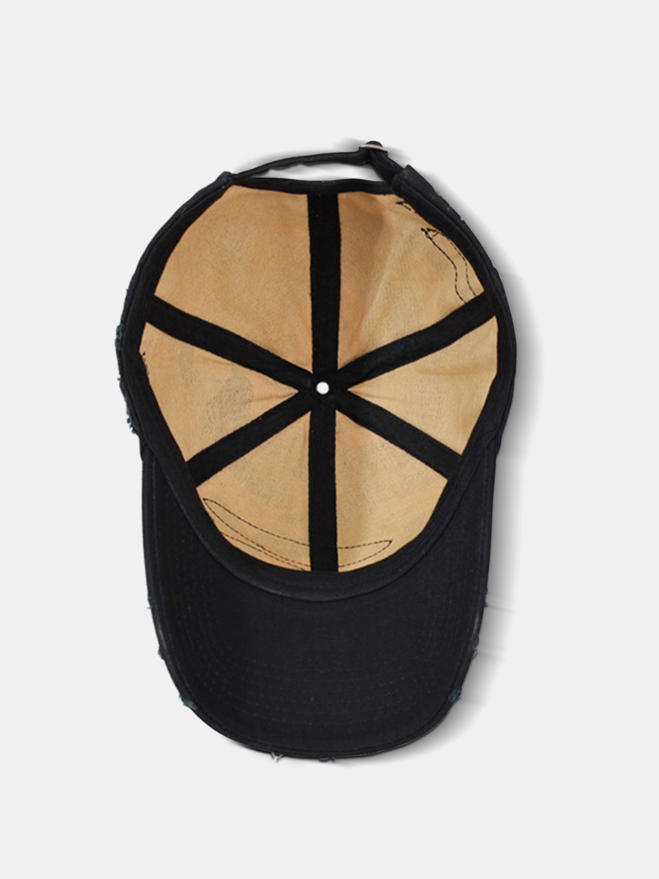 Vintage Baseball Cap With Irregular Distressed Frayed Edges And Tassels