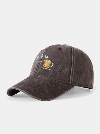 Beer Weekly Plan Print Washed Baseball Cap