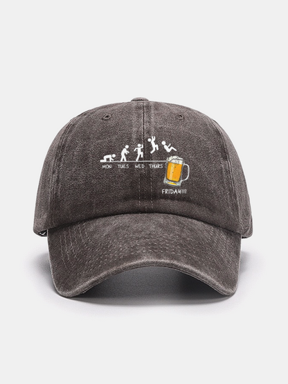 Beer Weekly Plan Print Washed Baseball Cap