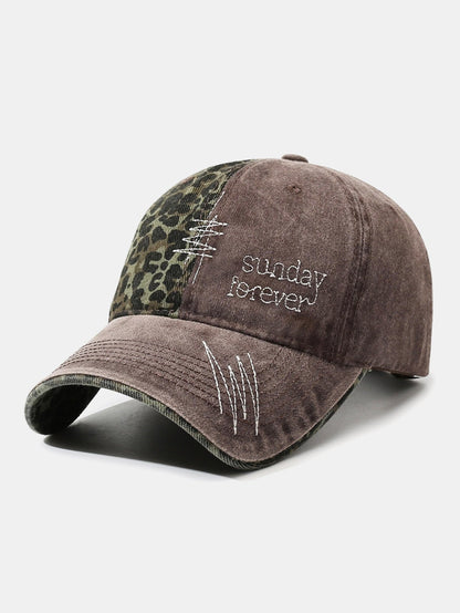 American Vintage Leopard Print Letter Embroidery Baseball Cap